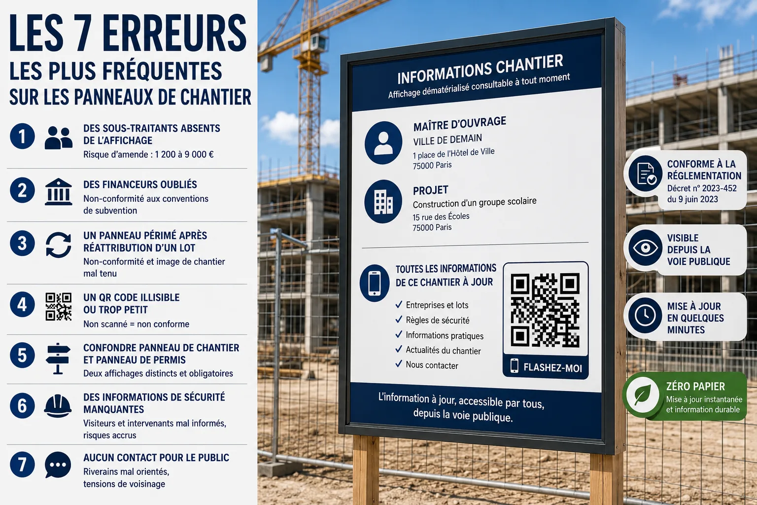 Les 7 erreurs les plus fréquentes sur les panneaux de chantier