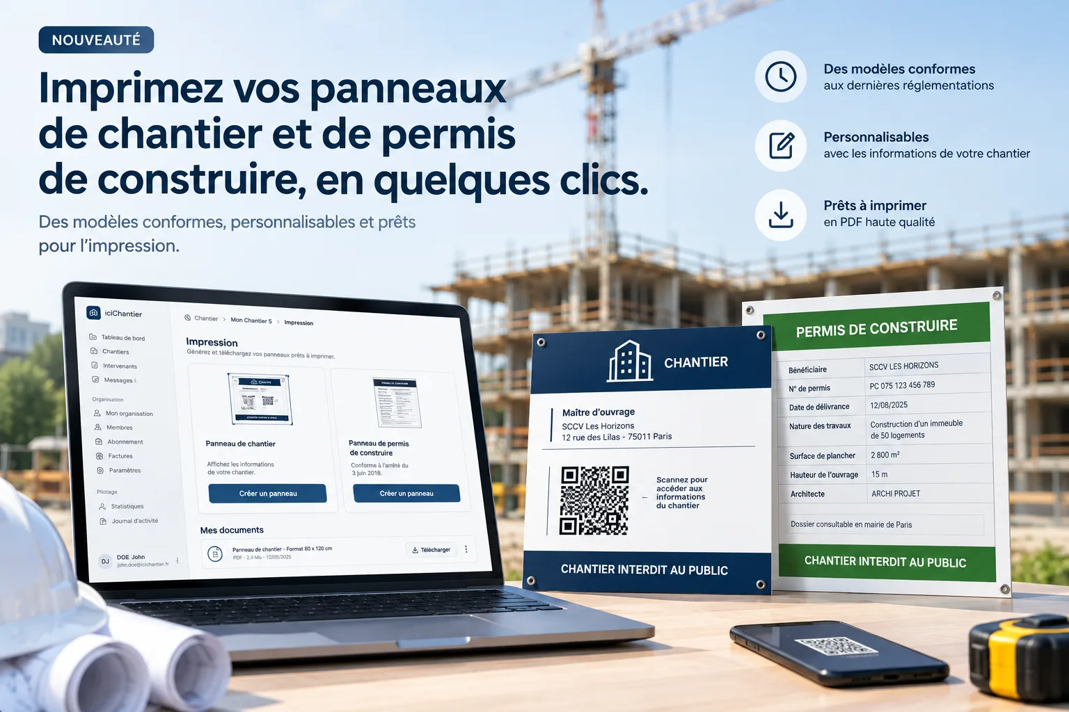 Imprimez vos panneaux de chantier et de permis de construire