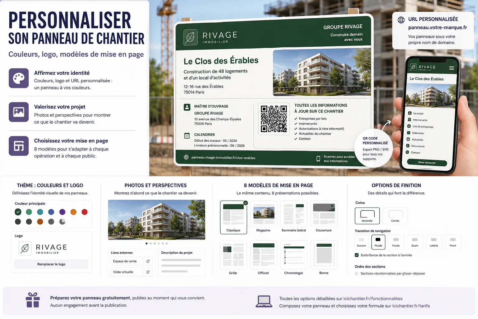 Personnaliser son panneau de chantier : couleurs, logo, modèles de mise en page
